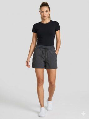 Columbia Cargo Shorts Women's Small Black Drawstring Waistband Polyester Blend S